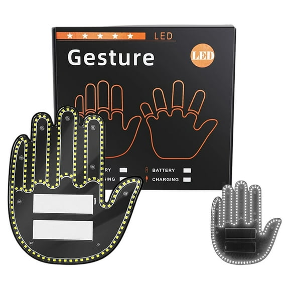 Ajhhao Car Gesture Finger Light, Hand Gesture Light with Remote, Funny Glow LED Finger Car Back Window Sign Light, Glow Hand For Car Window, Led Hand Gesture For Car Truck Off-Road White