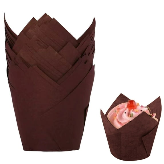 Ajhhao Cupcake Liner Parchment Muffin Liners Mini Cupcake Liners 50 Pcs Heat-Resistant Greaseproof Paper Baking Cup for Birthday Parties/Christmas Cupcake Wrapper Cupcake Liners For Baking Dark Brown
