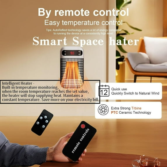 Ajhhao Plug in Heater, Wall Outlet Electric Space Heater, Small Portable Space Heater with Adjustable Thermostat & Timer & Led Display for Office Bathroom Bedroom Indoor Use