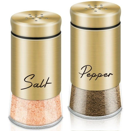 Ajhhao Salt And Pepper Shakers Set,5 Oz Kitchen Decor And Accessories, Cute Salt And Pepper Set, Modern And Cute Kitchen Essentials Gold