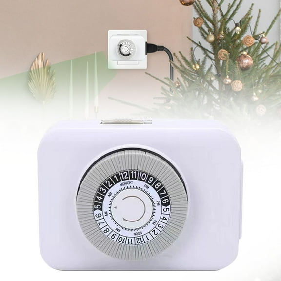 AjhhaoTimer Outlet, Christmas Light Timer, Indoor Timer Plug Mechanical 2 Prong 24-Hour Mini Lamp Timers, for Electrical Outlets, Fish Tank, Fans, LED Lights, 15 min