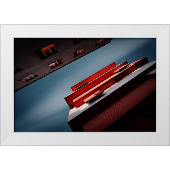 Ajkabajka 32x23 White Modern Wood Framed Museum Art Print Titled - Red