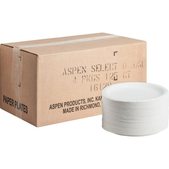 Ajm Packaging Coated Paper Plates - 125 / Pack - Disposable - White - Paper Body - 500 / Carton
