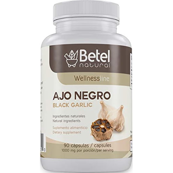 Ajo Negro/Black Garlic Capsules by Betel Natural - Potent Superfood - 1000 mg per Serving