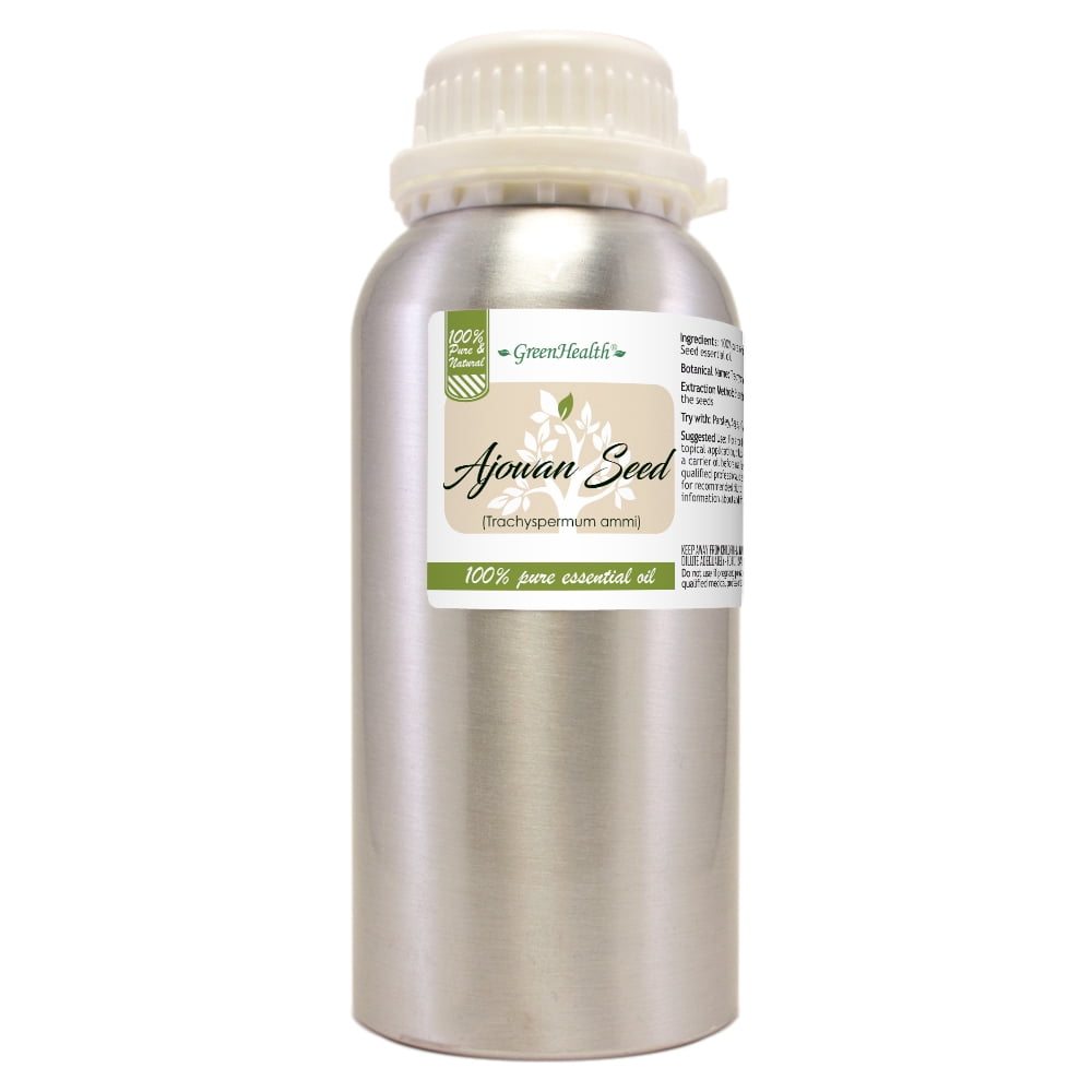 GreenHealth Ajowan Seed Essential Oil, 16 fl oz, 100% Pure Essential Oil, Aluminum Bottle with Locking Cap