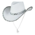 thumbnail image 1 of Ajshakl Beach Hat, Women'S Masquerade Party Silver Trimmed Cowboy Hat Western, White, 1 of 2