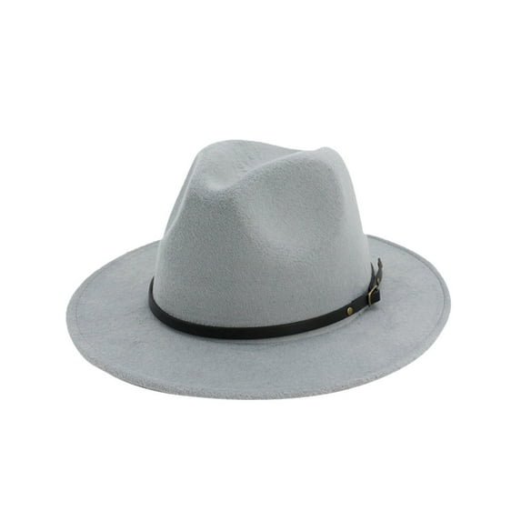 Ajshakl Beach Hat, Women'S Wool Felt Outback Hat Panama Wide Brim Women Belt Buckle Fedora, White