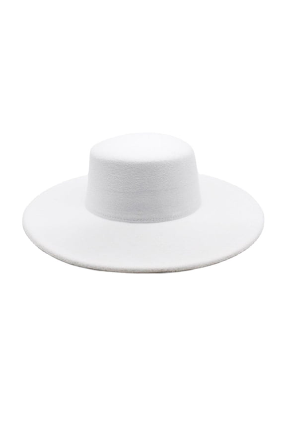 Beach Hats For Women, Fedora Hats For Men Women Elegant Winter Wool Bucket Hat 1920S Vintage Cloche Bowler Velour Flat Top Wide Brim, White
