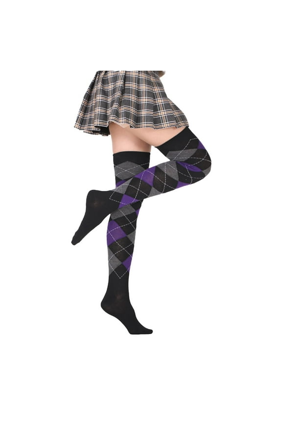 Compression Socks For Women, Women Diamond Plaid High Elasticity Over Knee Socks Fashion Sexy