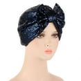 thumbnail image 1 of Ajshakl Happy New Year Headband, Women Muslim Turban Hatbow Sequins Hair Bonnet Head Scarf Wrap Cover, Blue, 1 of 2