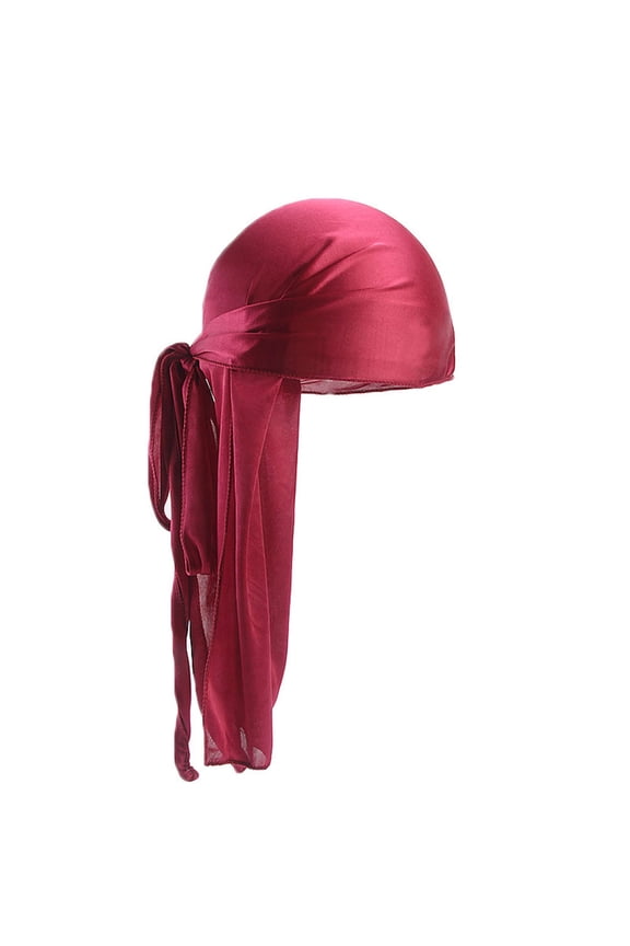 Headbands For Girls, Men/Women Silk Polyester Bandana Hat Durag Rag Tail Headwrap Headwear Gift, Red