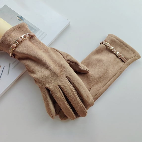 Ajshakl Heated Gloves For Men, Women'S Autumn And Winter Warm Gloves Suede Driving Riding Windproof, Yellow