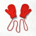 thumbnail image 1 of Ajshakl Kids Gloves For Cold Weather, Children Winter Warm Solid Knitted Cute With String Gloves, Red, 1 of 3
