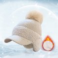 thumbnail image 1 of Ajshakl Men'S Hats & Caps, Women Winter Plush Baseball Cap Cute Fashion Duck Tongue Hat Wool Ball Knitting, White, 1 of 3