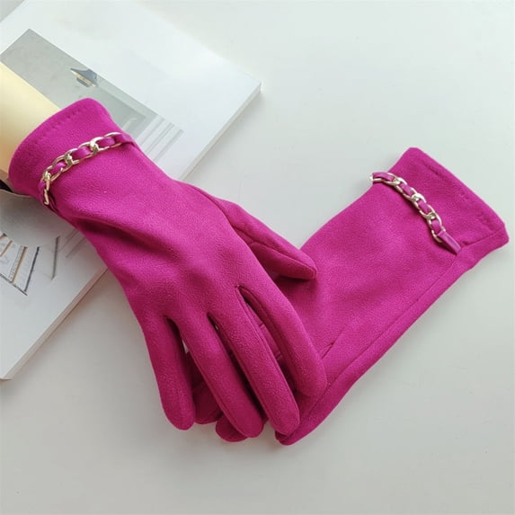 Ajshakl Mens Gloves, Women'S Autumn And Winter Warm Gloves Suede Driving Riding Windproof, Pink
