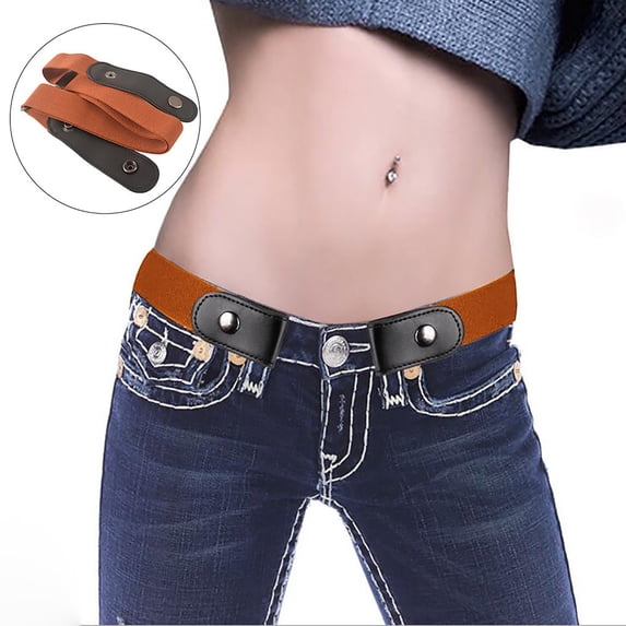 Ajshakl Mens Belt, Buckle-Free Elastic Invisible Belt For Jeans No Bulge Waist Belts, Yellow