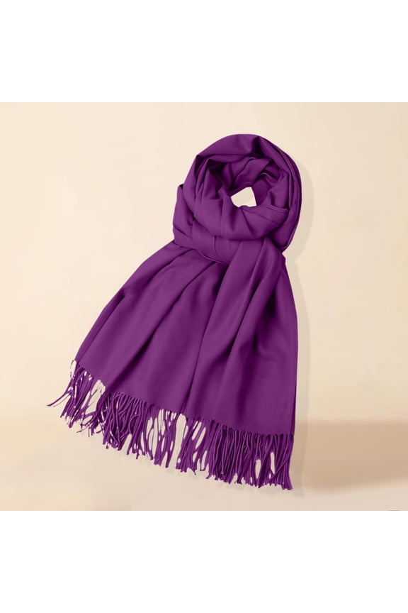 Satin Scarf, Fleece Solid Color Imitation Scarf Versatile Warm Shawl