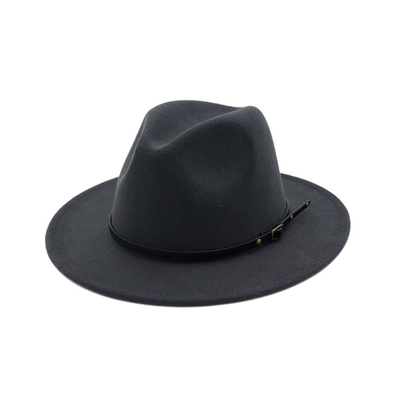 Ajshakl Sun Hat, Women'S Wool Felt Outback Hat Panama Wide Brim Women Belt Buckle Fedora, Gray