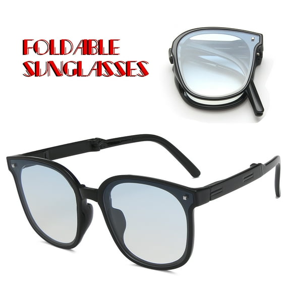 Ajshakl Sunglasses For Women, Trendy Sunglasses For Women Man Polarized Foldable Round Chic Retro Sun Glasses, Blue
