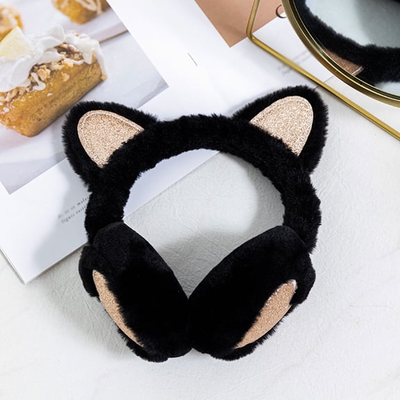 Ajshakl Winter Earmuffs, Winter Warm Earmuffs Are Soft And Knitted Plush Can Be Used To Irony The Cold, Black