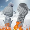 thumbnail image 1 of Ajshakl Wool Scarf Women, Scarf Gloves Hat Set For Teen Girls Women&Men Autumn Winter Warm Wool Three Pieces, Gray, 1 of 4