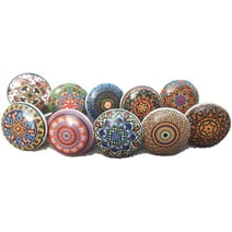 Ajuny Ceramic Knobs Multicolor for Dresser Drawers Chest Cupboard Bathroom Drawer Door and Furniture Cabinet Kitchen Handmade Handles Pull Knob Pack of 10