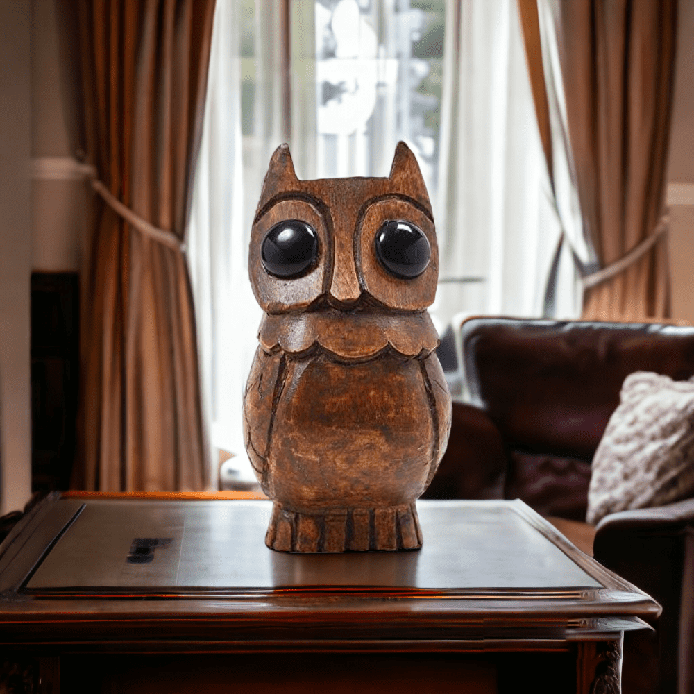 Ajuny Wooden Eyeglass Goggle Display Stand Owl Shaped Decorative Eyewear Spectacle Holder for Home Office Desk