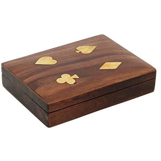 Ajuny Handmade Decorative Wooden Double Deck Playing Cards Holder ...