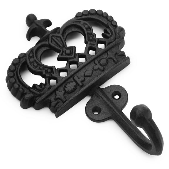 Ajuny Key Hook Holder Decorative Iron Black Wall Hanging Crown Design Wall Key Rack Kitchen Home Decor Gifts