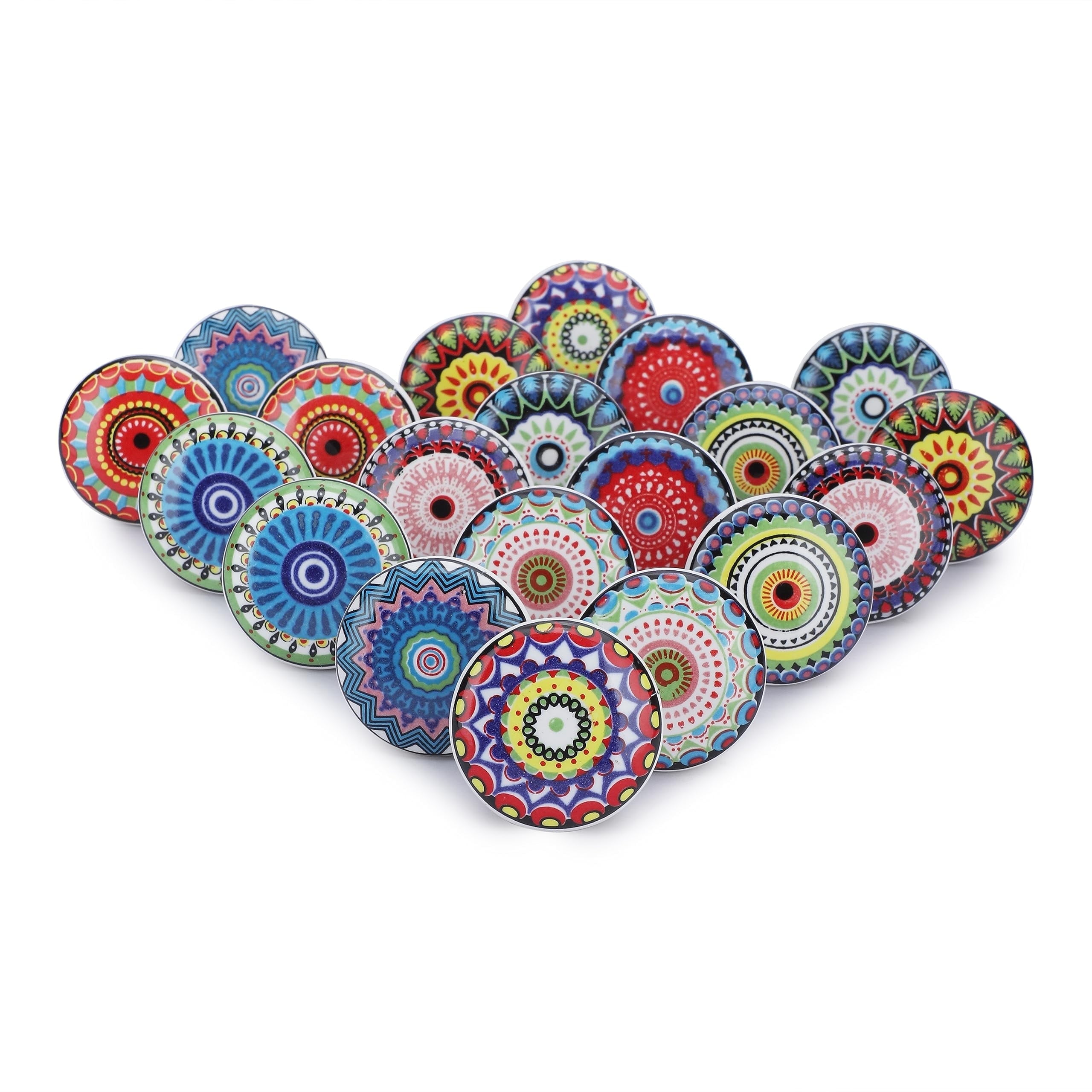 Ajuny Set Of 10 Ceramic Knobs Multicolor Hand Painted Flower Design Handmade Pulls For Kitchen Cabinets Bathroom Cupboards Dresser Drawers Wardrobes Decorative Pottery Door Handles For Furniture