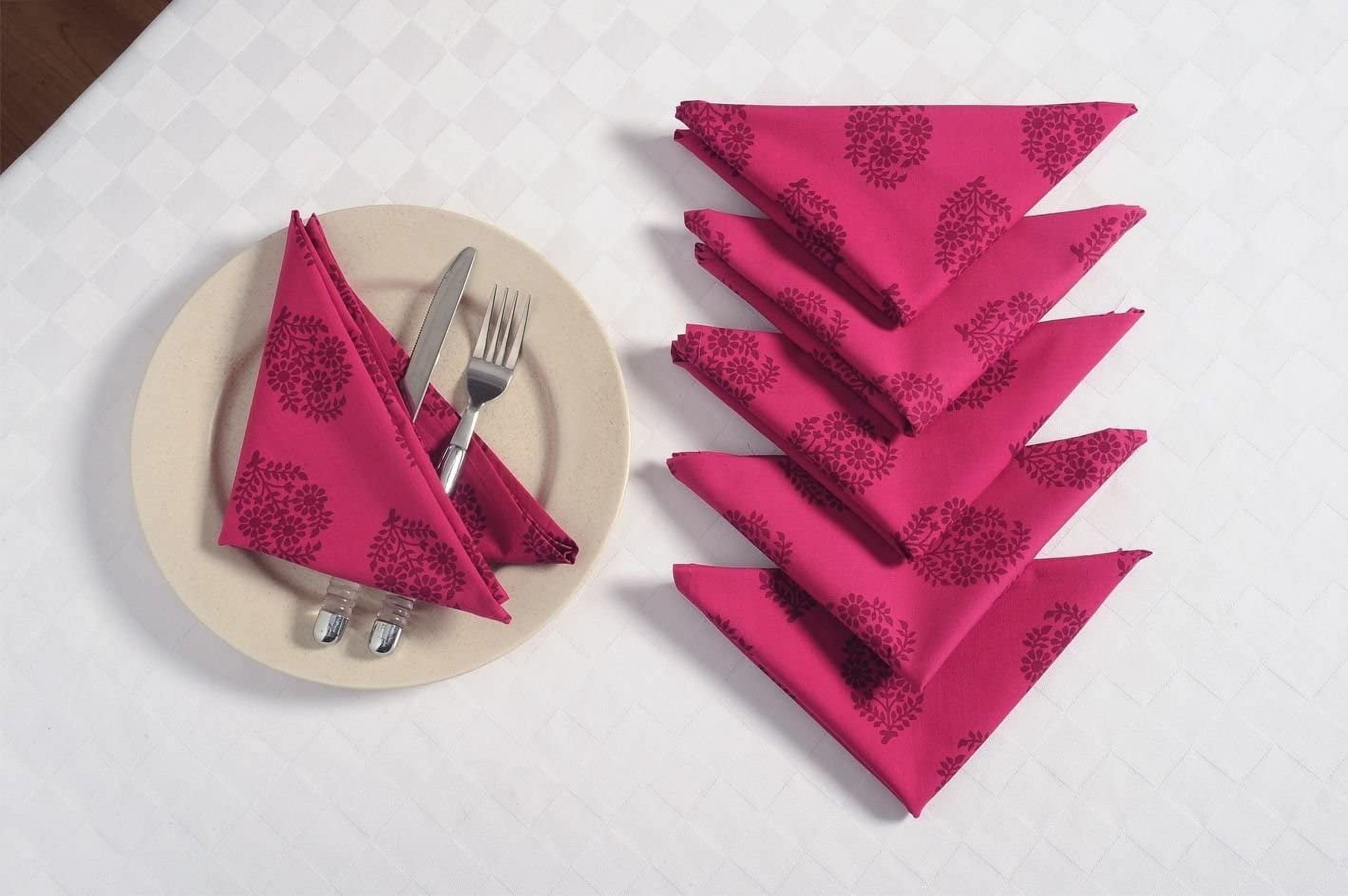 Ajuny Set of 6 Cotton Cloth Dinner Napkins Washable Pink 20x20 inch for ...