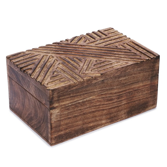 Ajuny Wooden Decorative Jewelry Storage Box Multipurpose Vintage Keepsake Treasure Chest Organizer Trinket Holder Gifts 8.5x5.5 inch