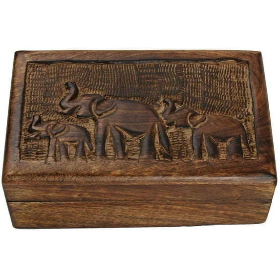 Ajuny Wooden Handcarved Decorative Jewelry Box Keepsake Storage Organizer Travel Trinket Holder Gift
