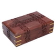thumbnail image 1 of Ajuny Beautiful Wooden Decorative Jewelry Storage Box Patti Leaf Flower Carvings Treasure Chest Trinket Holder Gifts 8x5 inch, 1 of 6