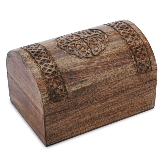 Ajuny Wooden Handcarved Jewelry Storage Box Vintage Antique Look Treasure Chest Keepsake Trinket Holder Unique Gifts 9x6 inch