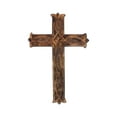 thumbnail image 1 of Ajuny Wooden Wall Cross Hanging Brown Franch Carved Design Decor Church Christan Wall Mounted Wood for Home Office Church Decoration 12x8 inch, 1 of 6