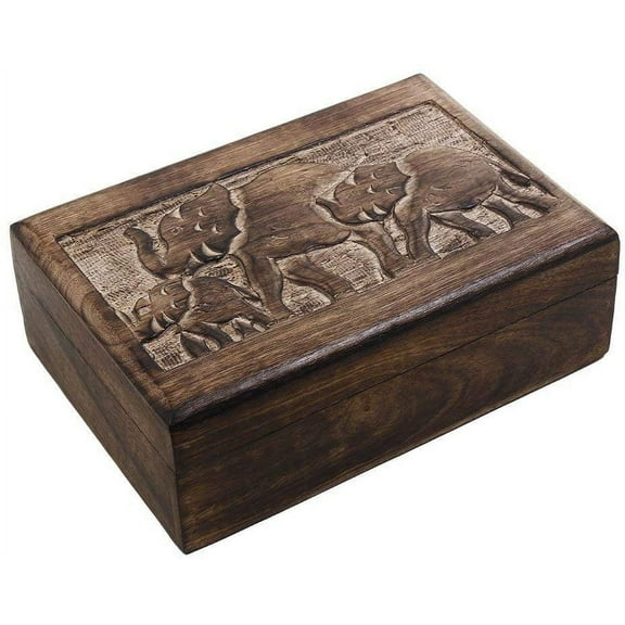 Ajuny Wooden Jewellery Storage Box for Women Handmade Elephant Design Gifts