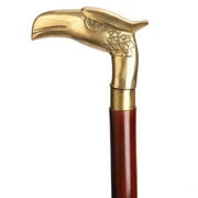 Ajuny Wooden Walking Cane Stick for Men Women Seniors with Detachable Eagle Nickle Handle Golden Folding Decorative Canes Rubber Tip 36 inch