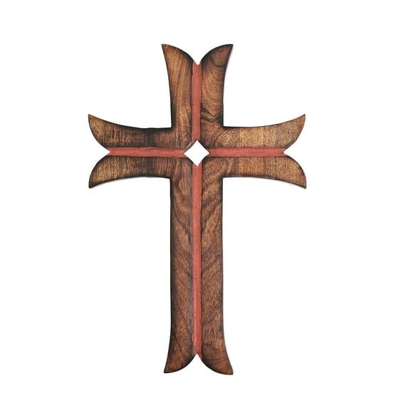 Ajuny Wooden Wall Cross Handmade Christian Faith Hanging Wall Mounted for Home Decor Gift 10x6 inch