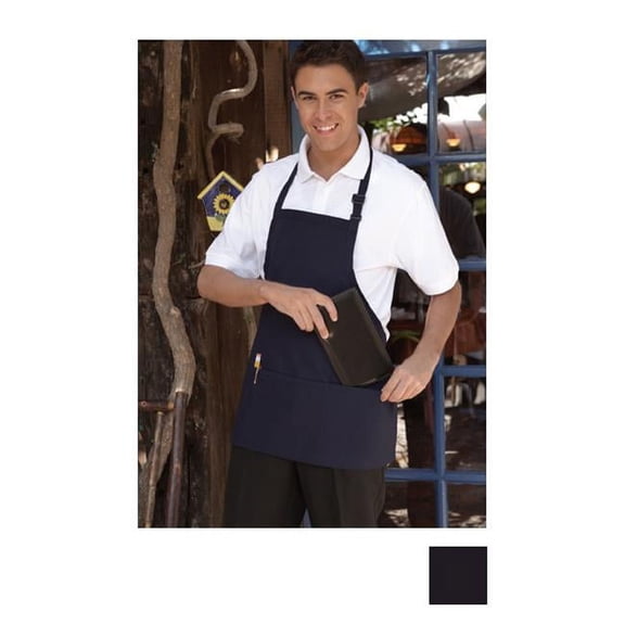 Ajustable Bib Apron 3 Section Pocket in Black