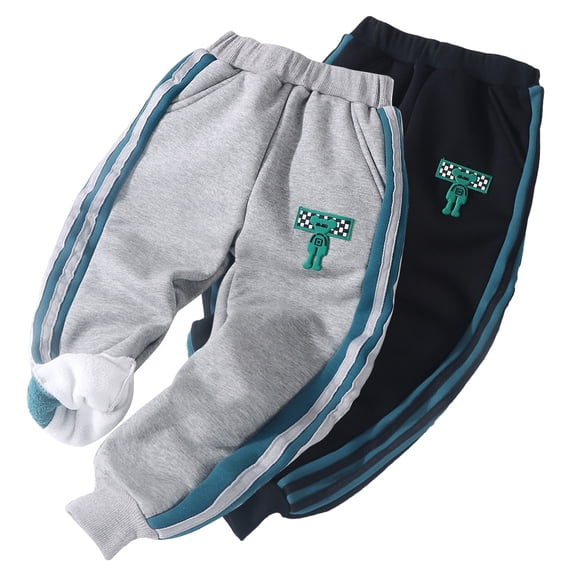 Ajziojiro 1-7Y Kids Toddler Fall Winter Jogger Sweatpants for Boys Girls Fleece Trousers Teen Unisex Warm Bottoms Sweat Pants