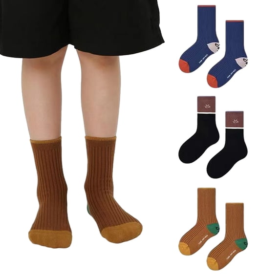 Ajziojiro 3 Pairs Kids Boys Socks 3-12years Cartoon Embroidery Ankle Socks for Toddler Soft Cotton Mid-Calf Socks Baby Socks