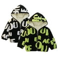 thumbnail image 1 of Ajziojiro Baby Boys Winter Plush Warm Outwear Toddler Autumn Thick Plush Full Print Monogrammed Coats Hooded Fuzzy Zipper Outerwears 9 Months-5 Years, 1 of 8