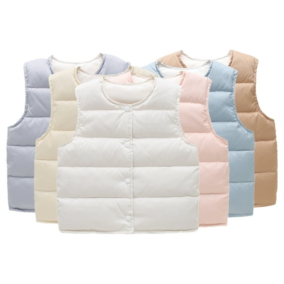 Ajziojiro Boys Girls Light Down Puffer Vest Jacket for Toddler Kids Solid Color Down Sleeveless Coats 1-6 Years Child Warm Puffer Waistcoat for Fall/Winter