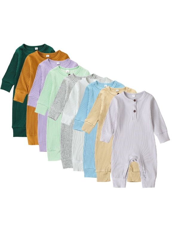 Infant Baby Boys Girls Organic Cotton Romper Long Sleeve Jumpsuit 0-18 Months Newborn Spring Fall Bodysuit Pajamas
