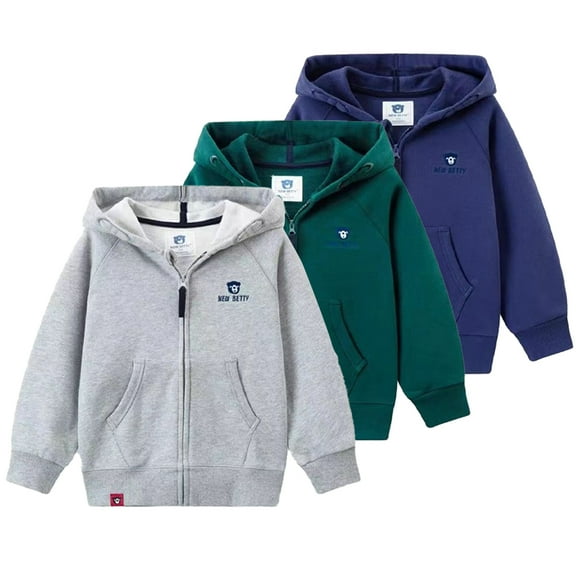 Ajziojiro Kids Boys Sweatshirt Jacket for Toddler Hooded Sweatsuit Coats for Fall Winter 3-12Y Children Cotton Sweater Tops Warm Zippers Tracksuit