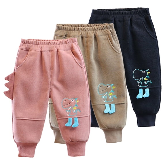 Ajziojiro Little Girls Boys Jogger Sweat Pants Baby Fall Winter Warm Trousers Pants Toddler Boys Girls Cartoon Fleece Pants Bottoms for 1-5 Years