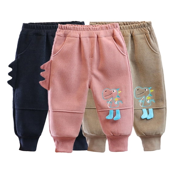 Ajziojiro Little Girls Boys Jogger Sweat Pants Baby Fall Winter Warm Trousers Pants Toddler Boys Girls Cartoon Fleece Pants Bottoms for 1-5 Years