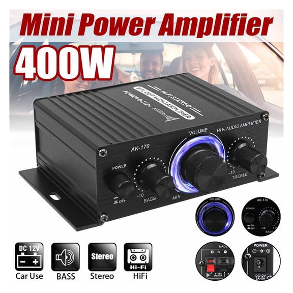 Ak380 800W 12V Power Amplifier Bluetooth 5.0 Stereo Home Car BASS Amp Music Player Bluetooth Car Speaker Class D FM USB/SD - Clear Sound Output