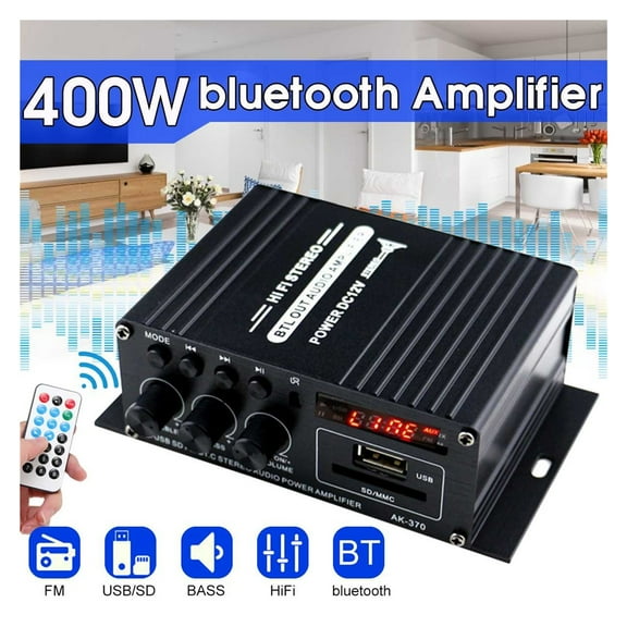 Ak380/AK170 800W Power Amplifier Home Theater Amplifier Car BASS 2 Channel bluetooth Amplifier Class D FM Radio USB/SD AUX ,Easy to Operate